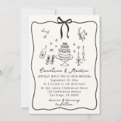 Whimsical Bow, handgezeichnete Hochzeitseinladung Einladung (Vorderseite)