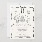 Whimsical Bow, handgezogen Sweet 16 Birthday Einladung (Vorderseite)