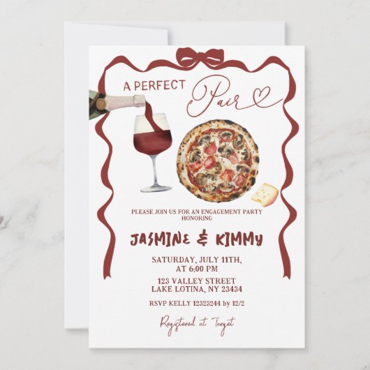 Whimsical Bow Italian Perfect Pair Verlobung Einladung (Vorderseite)