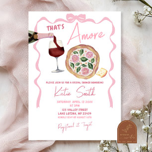 Whimsical Bow Italienischer Wein und Pizza That's Einladung