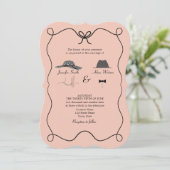 Whimsical Bow-Krawatte QR Wedding Invite - Kurvelt Einladung (Stehend Vorderseite)