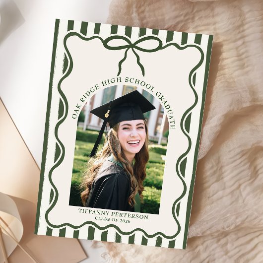 Whimsical Bow Photo Graduation Party Invitation Einladung