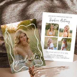 Whimsical Bow Photo Graduation Party Invitation Einladung