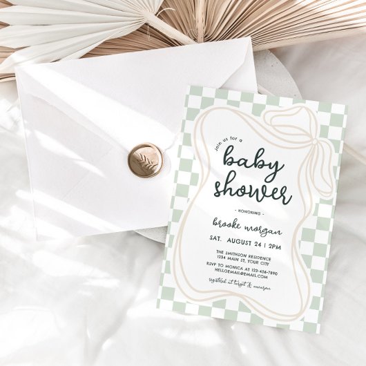 Whimsical Bow Preppy Gender Neutral Baby Dusche Einladung