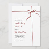 Whimsical Bow | Red Ribbon Weihnachtsfeier Einladung (Vorderseite)