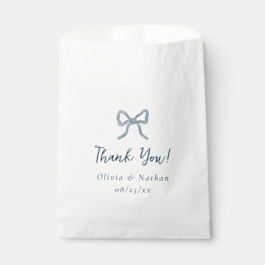 Whimsical Bow Retro Blue Simple Wedding Thank You Geschenktütchen (Vorderseite)