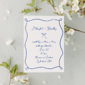 Whimsical Bow & Ribbons French Blue Wedding Einladung