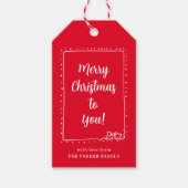 Whimsical Bow | Rot und Weiß frohe Weihnachten Geschenkanhänger (Vorderseite)