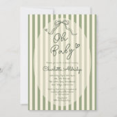 Whimsical Bow Sage Green Baby Shower Einladung (Vorderseite)