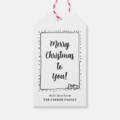 Whimsical Bow | Schwarz und Weiß frohe Weihnachten Geschenkanhänger (Vorderseite)