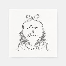 Whimsical Bow Wappen Wedding Napkins