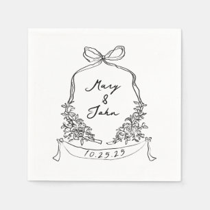 Whimsical Bow Wappen Wedding Napkins Serviette
