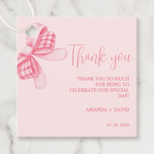 Whimsical Bow Wedding Brautparty Vielen Dank Geschenkanhänger (Vorderseite)