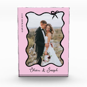 Whimsical Bow Weich rosa und schwarz Fotoblock