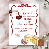 Whimsical Bow Wine Sip and Dip Birthday Einladung