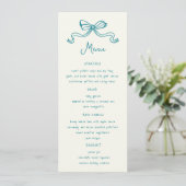 Whimsical Bows Hand Drawn Wedning Dinner Menü Einladung (Stehend Vorderseite)