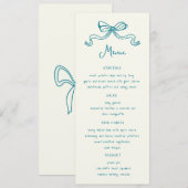 Whimsical Bows Hand Drawn Wedning Dinner Menü Einladung (Vorne/Hinten)