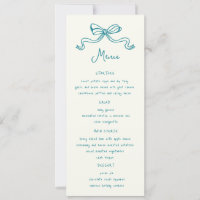 Whimsical Bows Hand Drawn Wedning Dinner Menü