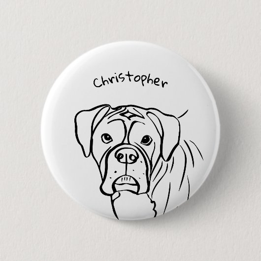 Whimsical Boxer: Bearbeiten von Text Line Art Button (Vorderseite)