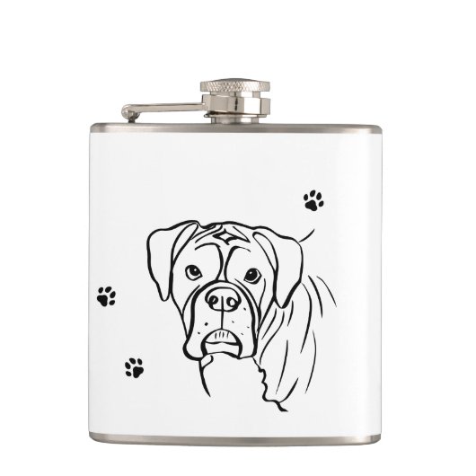 Whimsical Boxer: Bearbeiten von Text Line Art Flachmann (Vorderseite)