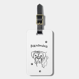Whimsical Boxer: Bearbeiten von Text Line Art Gepäckanhänger