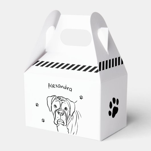 Whimsical Boxer: Bearbeiten von Text Line Art Geschenkschachtel (Vorderseite)