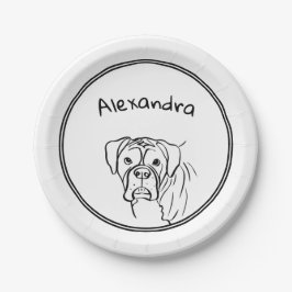 Whimsical Boxer: Bearbeiten von Text Line Art Pappteller