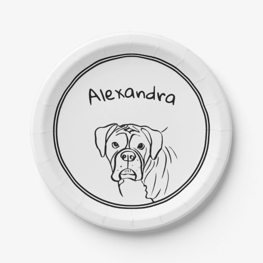 Whimsical Boxer: Bearbeiten von Text Line Art Pappteller (Vorderseite)