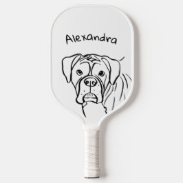 Whimsical Boxer: Bearbeiten von Text Line Art Pickleball Schläger