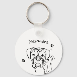 Whimsical Boxer: Bearbeiten von Text Line Art Schlüsselanhänger