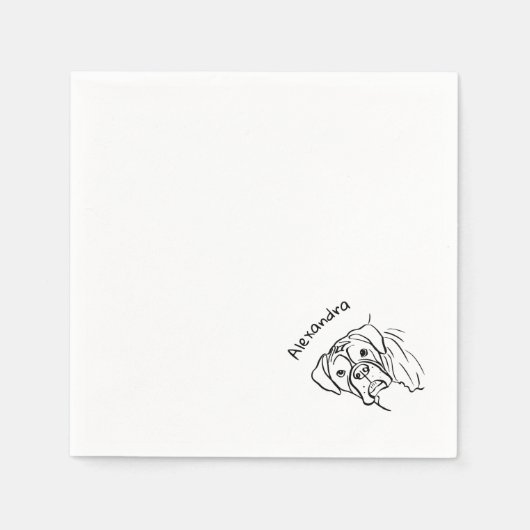 Whimsical Boxer: Bearbeiten von Text Line Art Serviette (Vorderseite)