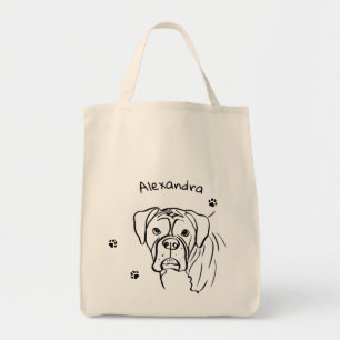 Whimsical Boxer: Bearbeiten von Text Line Art Tragetasche