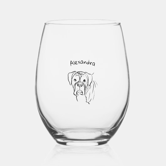Whimsical Boxer: Bearbeiten von Text Line Art Weinglas Ohne Stiel (Vorderseite)