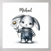 Whimsical Boy Bunny mit Namen Poster (Vorne)