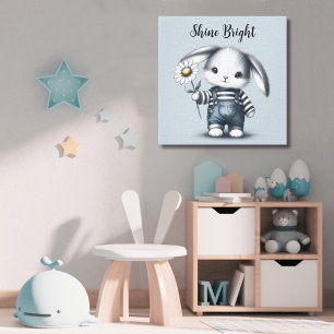 Whimsical Boy Bunny Motivierend Leinwanddruck