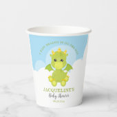 Whimsical Boy Dragon Baby Dusche Pappbecher (Rückseite)
