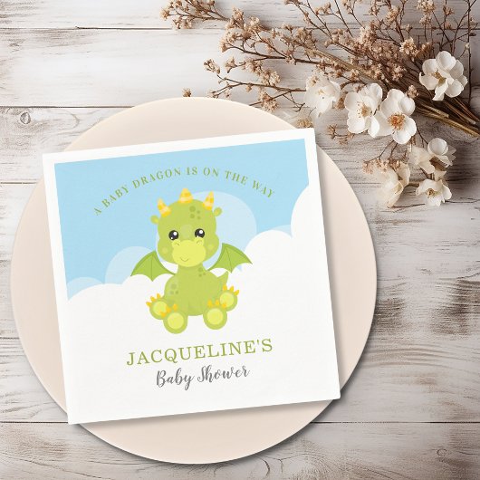 Whimsical Boy Dragon Baby Shooting Paper Serviette