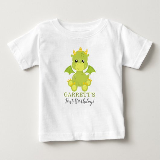 Whimsical Boy Dragon First Birthday Baby T - Shirt (Vorderseite)