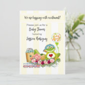 Whimsical Boy Frog Baby Shower Einladung (Stehend Vorderseite)