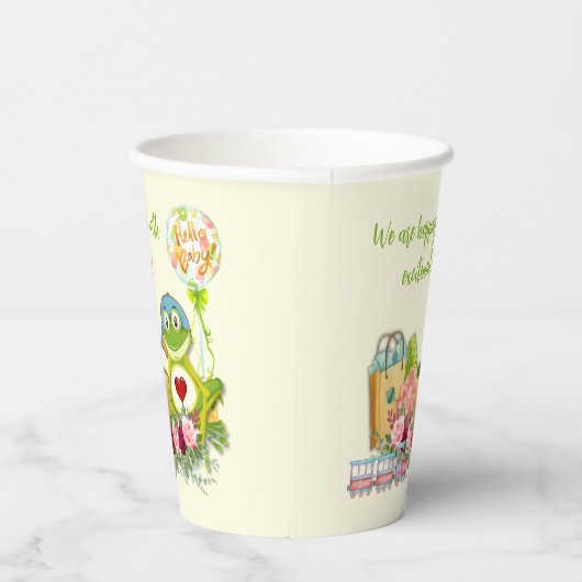 Whimsical Boy Frog Babydusche Papiertüten Pappbecher (Rechts)