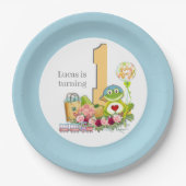 Whimsical Boy Frog | Personalisierter Geburtstag Pappteller (Vorderseite)
