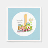 Whimsical Boy Frog | Personalisiertes Geburtstagsp Serviette (Vorderseite)