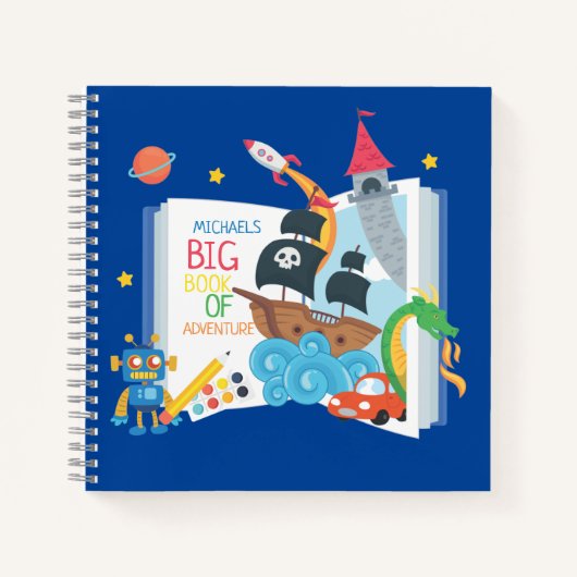 Whimsical Boy Spiral Sketch and Writing Notebook Notizblock (Vorderseite)