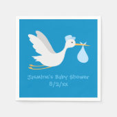 Whimsical Boy Stork Baby Dusche Serviette (Vorderseite)