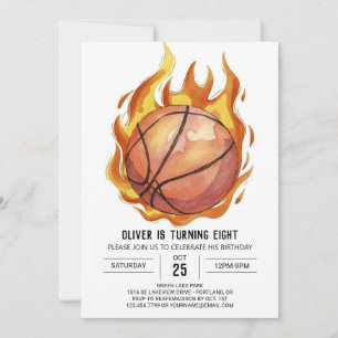 Whimsical Boy Watercolor Basketball Geburtstag Einladung
