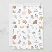 Whimsical Boy Watercolor Doodle Kinderdusche Einladung (Rückseite)