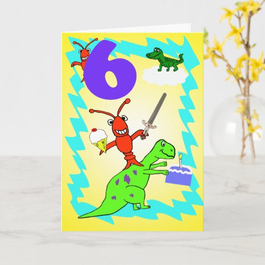 Whimsical Boy's 6. Geburtstag Karte (Gelbe Blume)