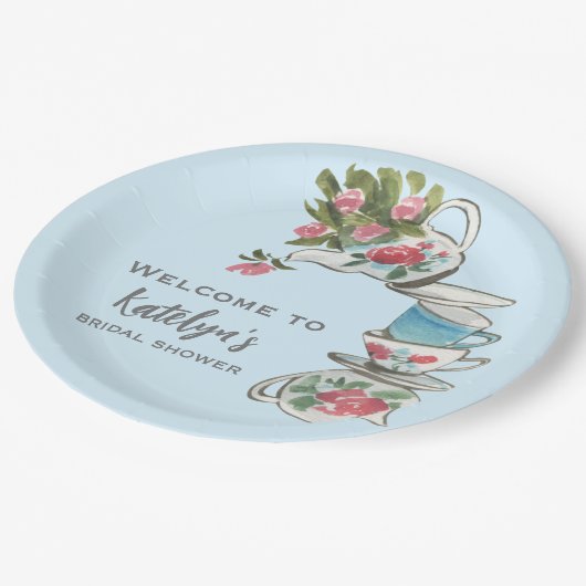 Whimsical Brautparty Tee Party Pappteller (Schrägansicht)