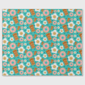 Whimsical Breakfast Characters Blue Pastel Geschenkpapier (Flach)