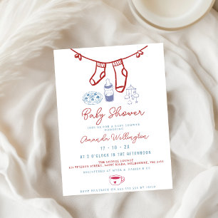 whimsical Breffee Hand Drawn Baby Dusche Einladung